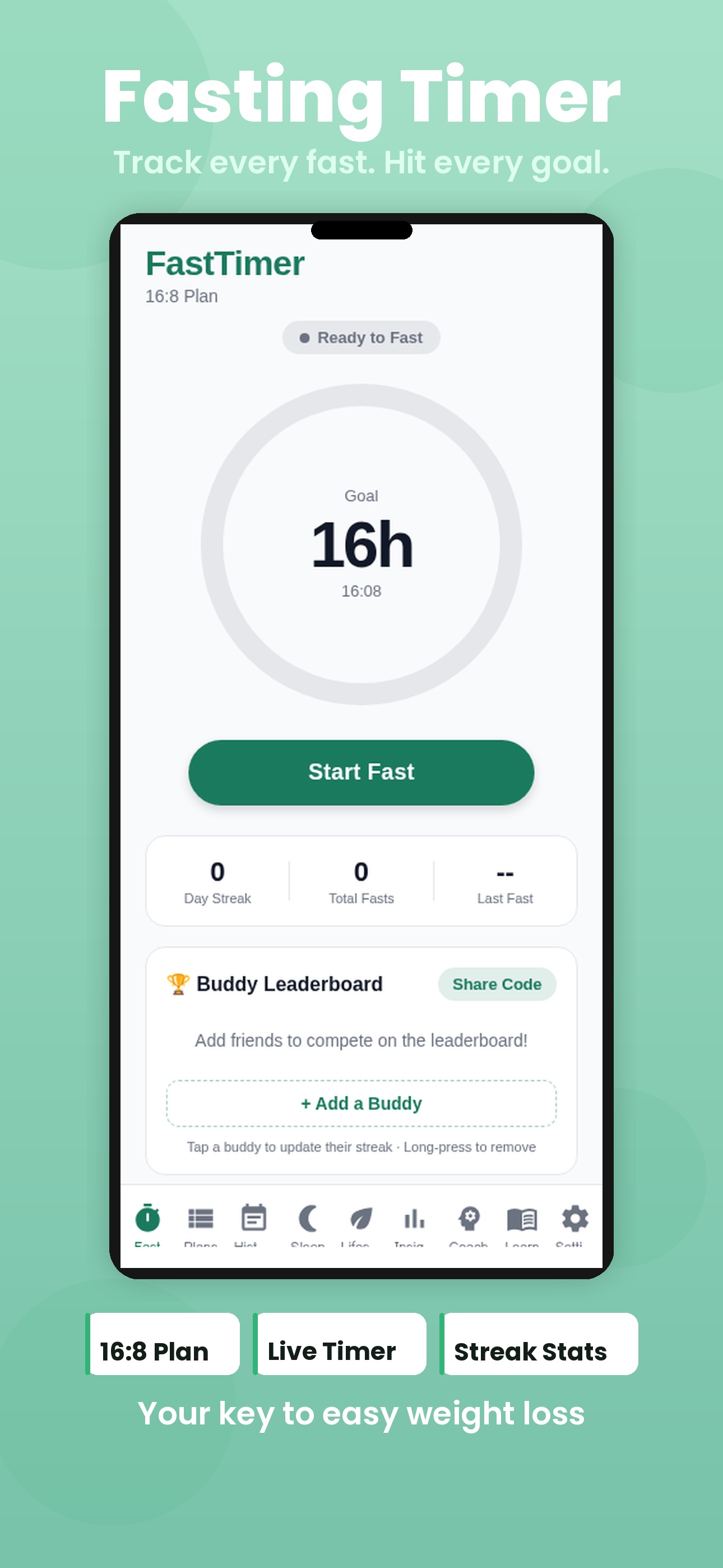 FastTimer fasting timer screen